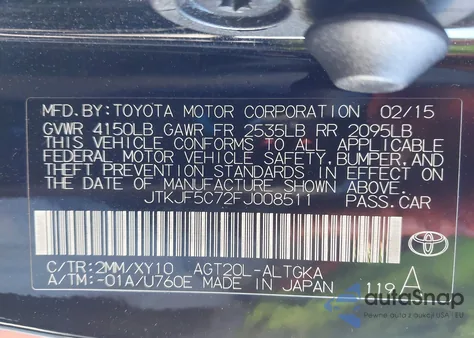 2015 Scion Tc Release Series 9.0 z USA, uszkodzony, nr VIN JTKJF5C72FJ008511